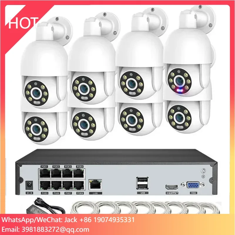 Outdoor Lighting Track - 赤青光サウンドアラームH265 8チャンネル8MP 4K Poe NVRカメラシステム 4MP屋外PTZドームセキュリティキット