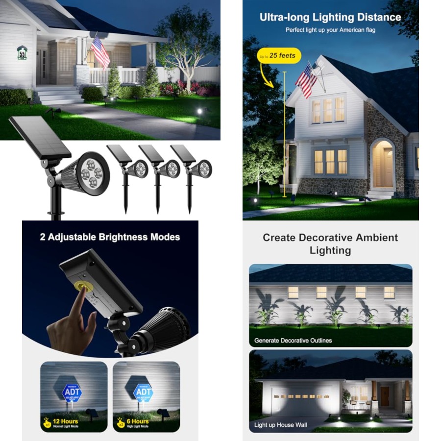 Outdoor Lighting Waterproof - ソーラースポットライト 屋外防水ライト 木、彫像、花、植木鉢、低木、壁用 明るいLED屋外景観投光器 海用