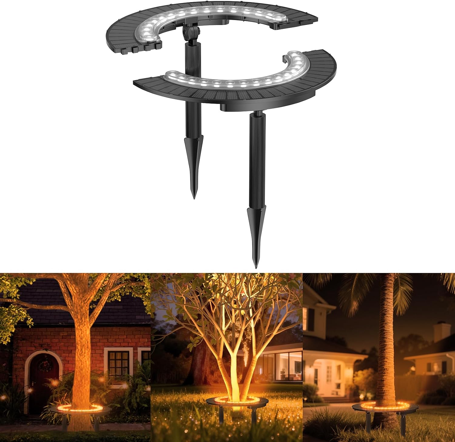 Outdoor Lighting Wireless - ソーラーパームツリーライト ワイヤレス景観照明 ウォームホワイト ツリーリングアップライト ソーラー式 12000mAh