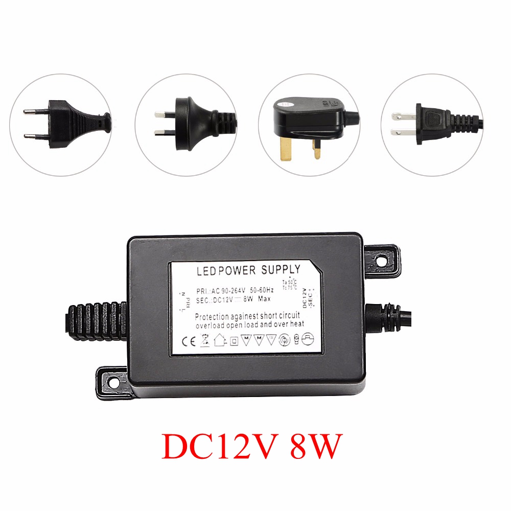 Outdoor Lighting Uk - IP67防水DC12V 8Wトランス電源ドライバー、LEDライト用、屋外または屋内用、EU、US、UK、AUプラグ対応