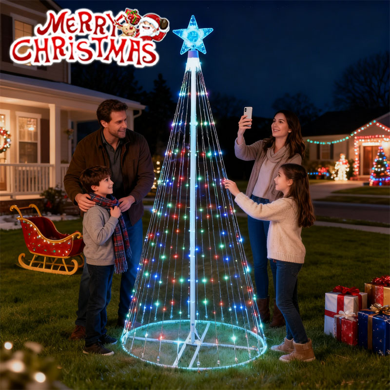ソーラー式LED滝型ストリングライト クリスマスツリー飾り  - Outdoor Lighting Effects のレビューと価格