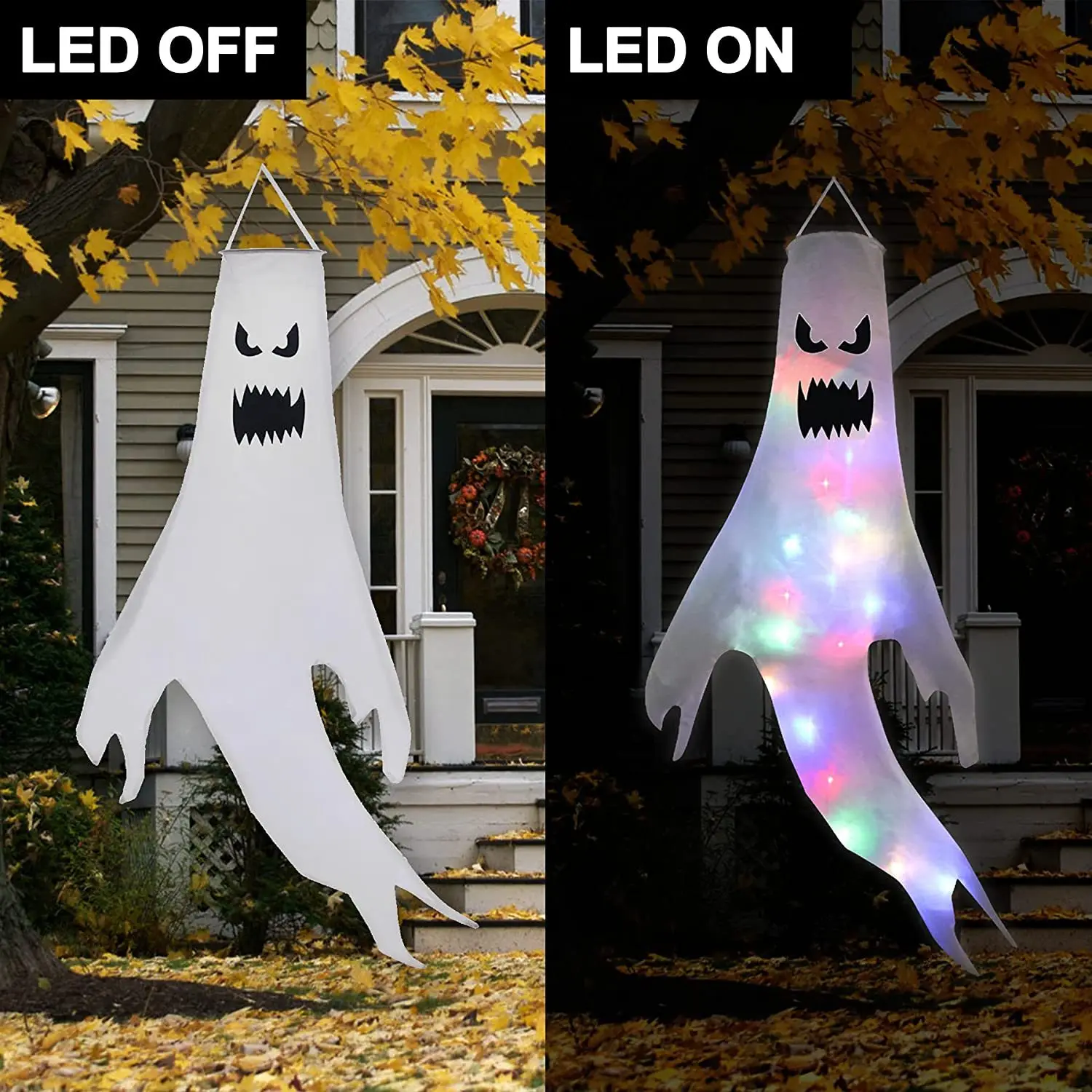 ハロウィーン LED ゴースト ウィンドソック ハンギング  - Outdoor Lighting Effects のレビューと価格