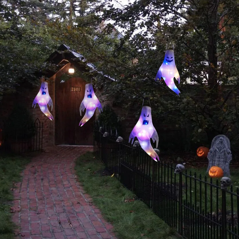ハロウィーン LED ゴースト ウィンドソック ハンギング  - Outdoor Lighting Effects のレビューと価格