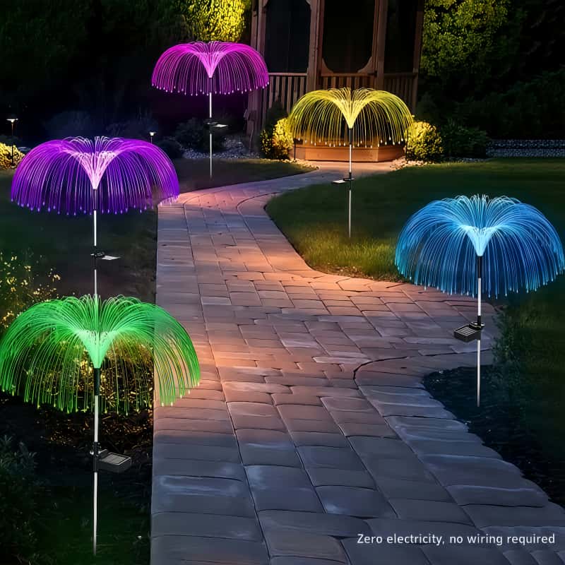 5個のソーラージェリーフィッシュLEDライト、7色に変化する - Outdoor Lighting Pathway のレビューと価格
