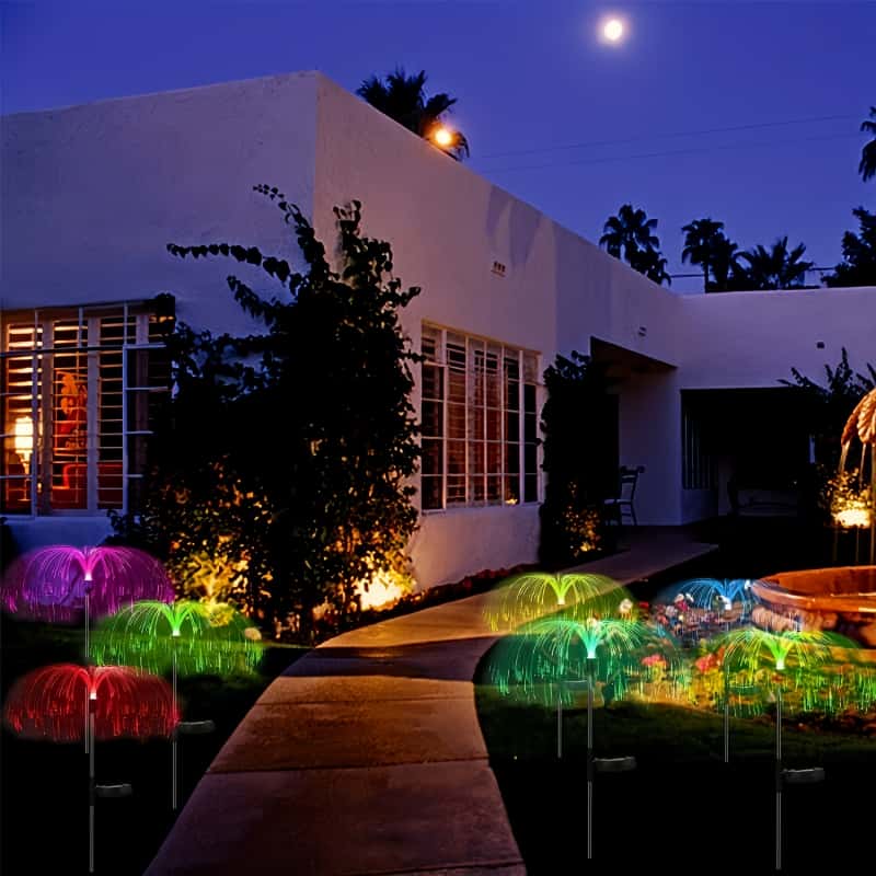 5個のソーラージェリーフィッシュLEDライト、7色に変化する - Outdoor Lighting Pathway のレビューと価格