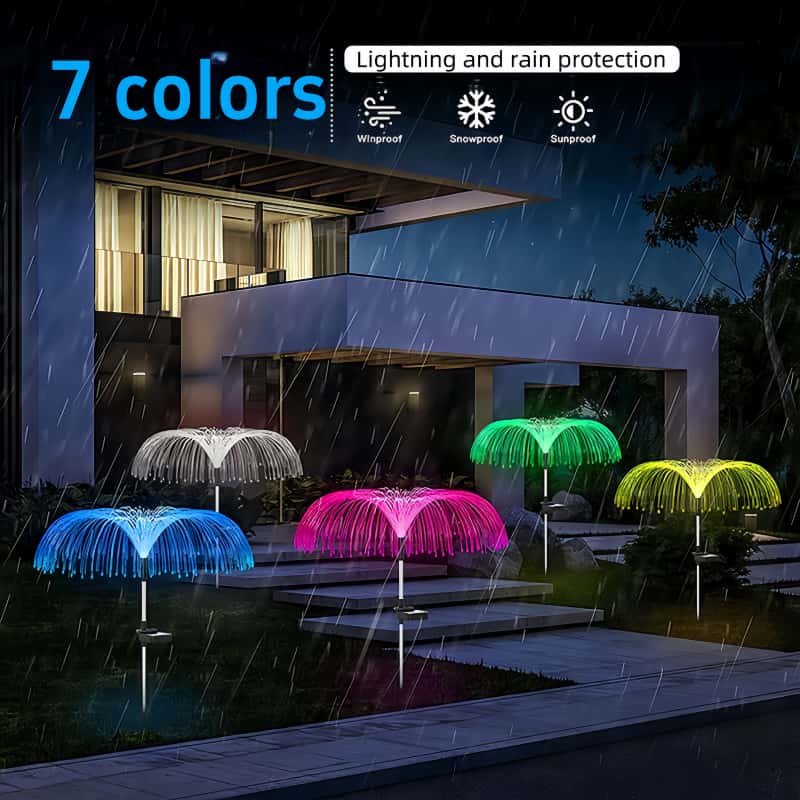 5個のソーラージェリーフィッシュLEDライト、7色に変化する - Outdoor Lighting Pathway のレビューと価格