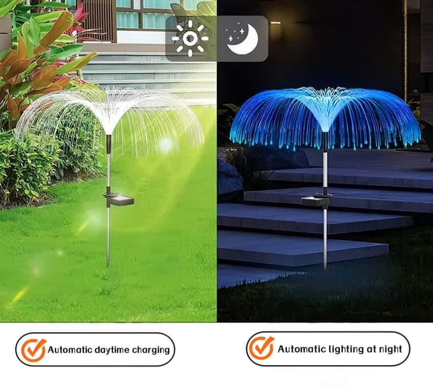 5個のソーラージェリーフィッシュLEDライト、7色に変化する - Outdoor Lighting Pathway のレビューと価格