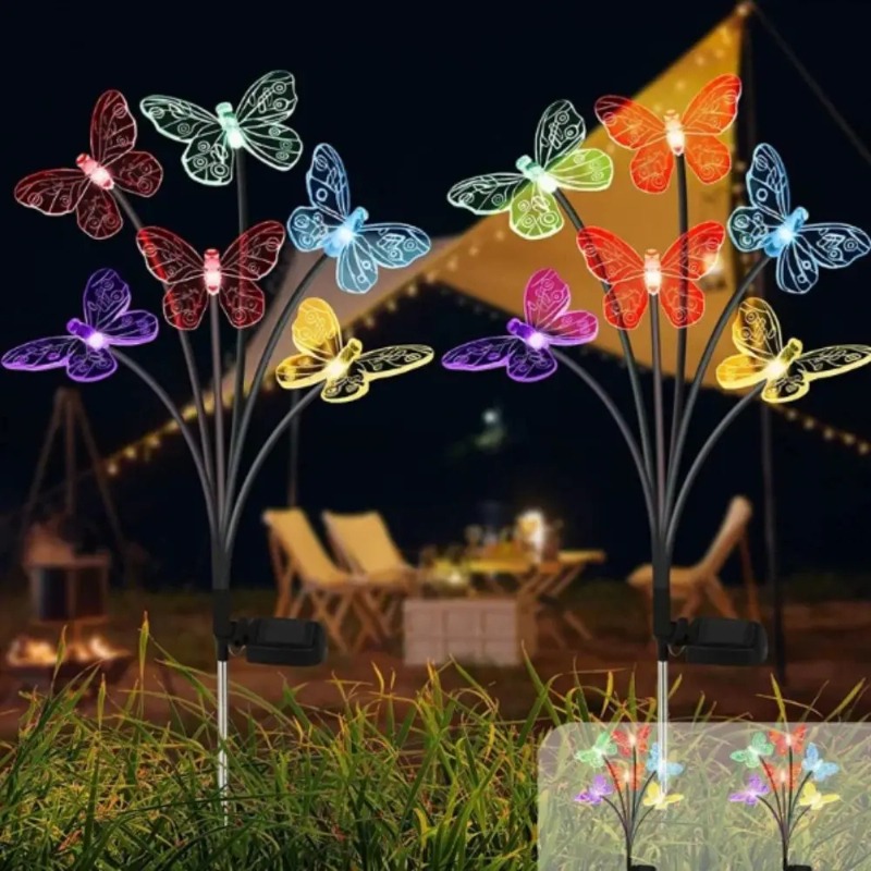 ソーラー式バタフライライト、防水LEDガーデンステークライト - Outdoor Lighting Waterproof のレビューと価格