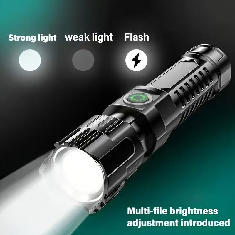 新型高出力LED懐中電灯 USB充電式トーチ ズーム機能付き - Outdoor Lighting Black のレビューと価格