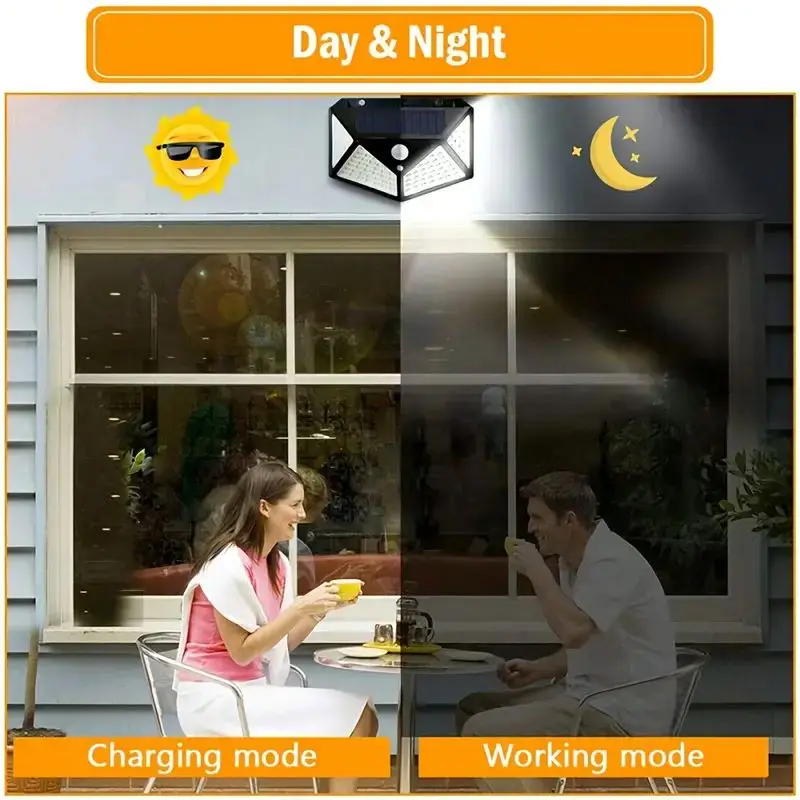 100LED屋外ソーラーガーデンライト、屋外モーションセンサ - Outdoor Lighting Waterproof のレビューと価格