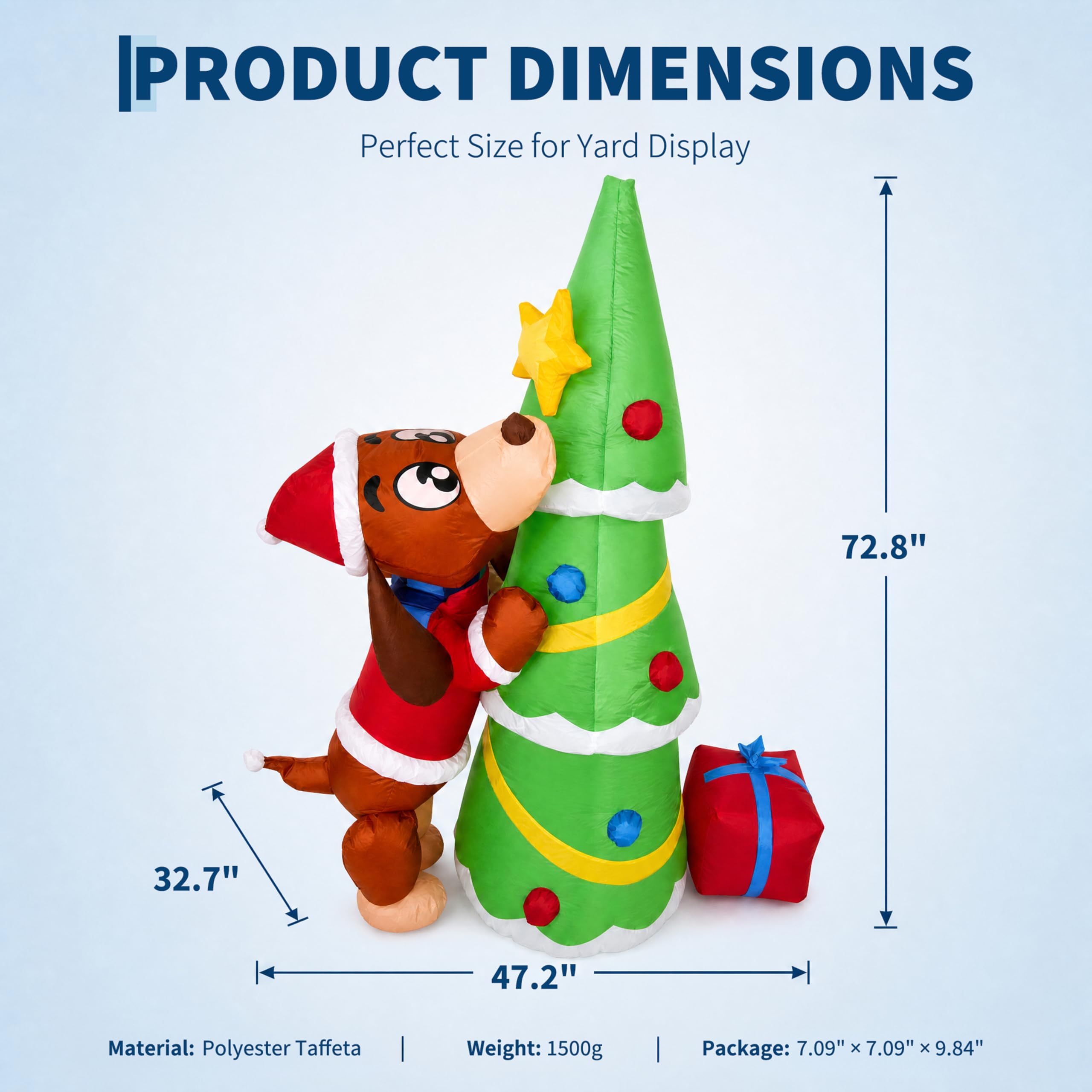 高さ7フィート（210cm）の巨大なクリスマス犬のインフレー - Outdoor Lighting Effects のレビューと価格
