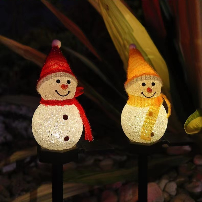 雪だるま型ソーラーガーデンライト、屋外用、地面に差し込むタイ - Outdoor Lighting Pathway のレビューと価格