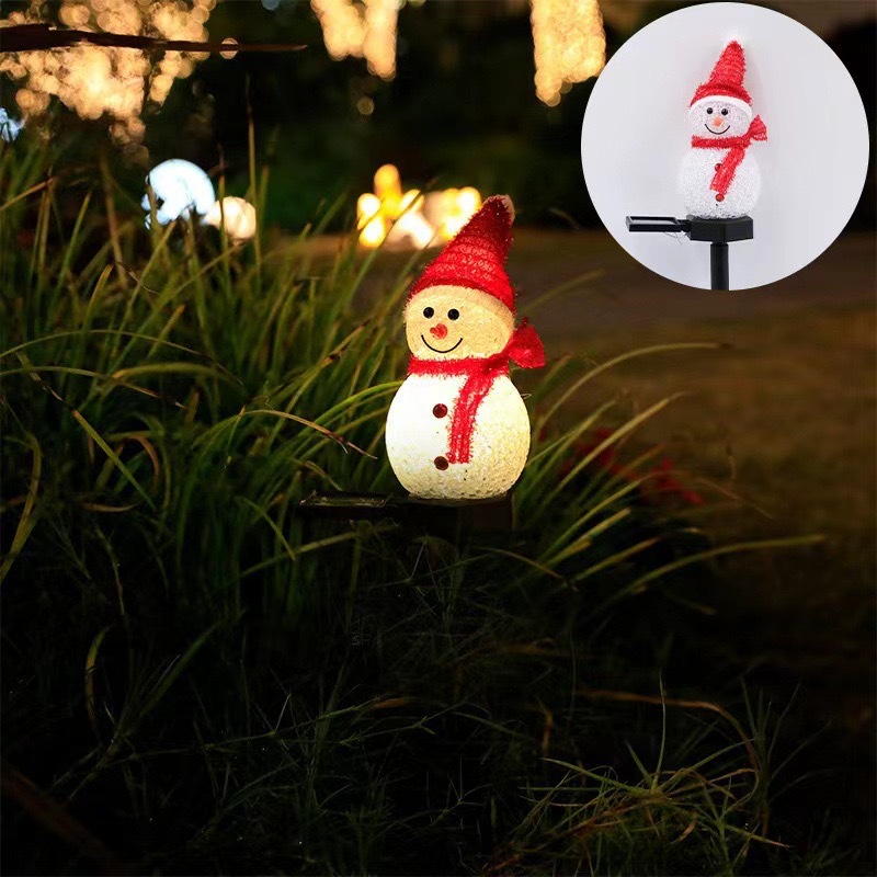 雪だるま型ソーラーガーデンライト、屋外用、地面に差し込むタイ - Outdoor Lighting Pathway のレビューと価格