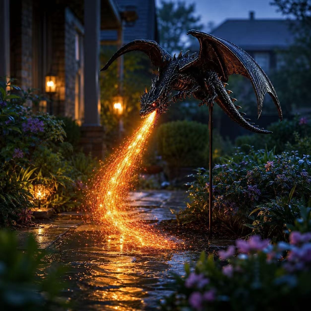 ソーラードラゴン・ファイアガーデンライト。太陽光発電式のドラ - Outdoor Lighting Pathway のレビューと価格