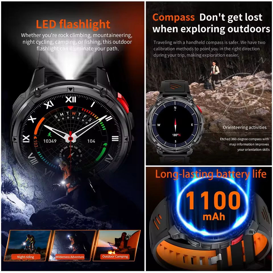 T-Rex3 ミリタリー 1.7 インチスマートウォッチ 1 - Outdoor Lighting Track のレビューと価格