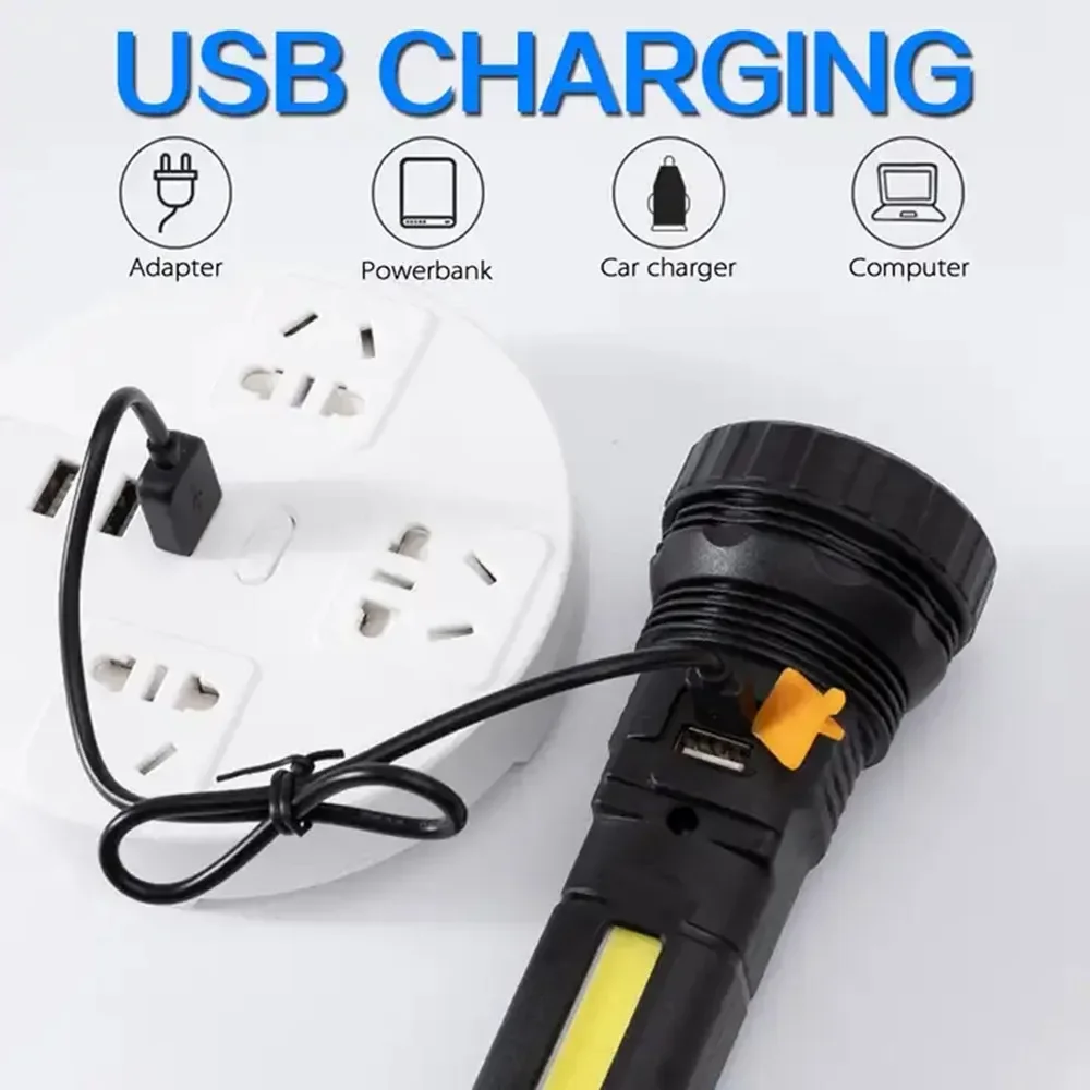 1PC 多機能ソーラー LED 懐中電灯屋外長距離トーチ緊急 - Outdoor Lighting Black のレビューと価格