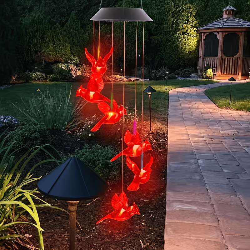 太陽光発電式の炎の鳥型風鈴ライト、屋外用、防水設計と鮮やかな - Outdoor Lighting Waterproof のレビューと価格